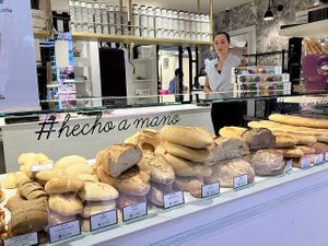 Bread vendor at Mercado Central de Valencia in Valencia