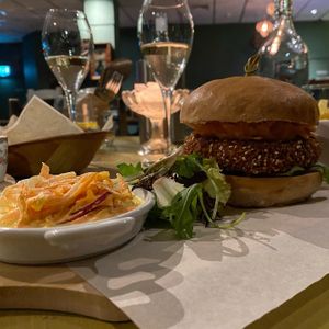 Thai burger and slaw  at Timmy's Bar & Kitchen in Carlisle