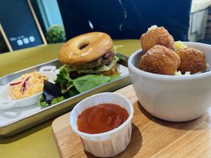 Cheese melts ('Canadian’ burger in background) at Timmy's Bar & Kitchen in Carlisle
