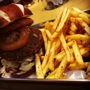 German burger meal   at Timmy's Bar & Kitchen in Carlisle