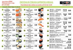 Sushi menu from their webpage. at Otoki in Celje