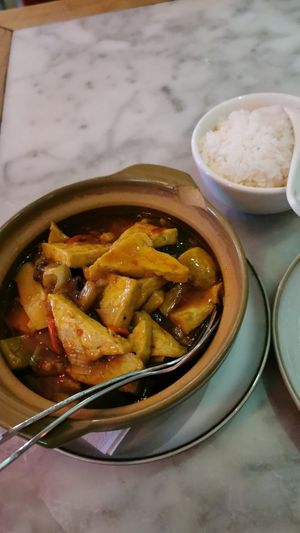 Tofu with mushrooms and bambu at China! in Stockholm