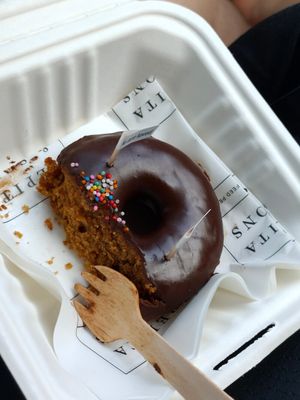 Vegan gluten-free baked dark chocolate donut at Pepita and Sons in Kuta