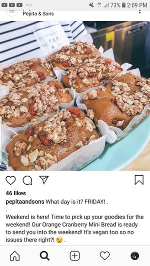 Vegan Orange Cranberry Mini Bread at Pepita and Sons in Kuta