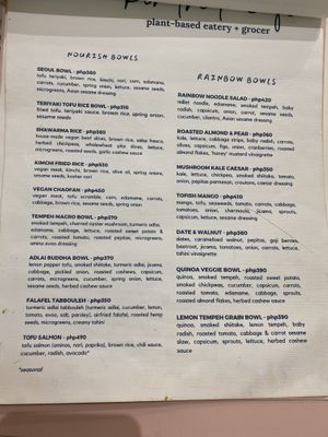 Part of the menu  at Kindred Cafe in Davao City
