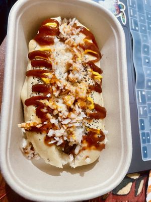 Jolly vibes, but cruelty-free 🌱✨ A vegan hotdog that brought back all the childhood feels!  at Kindred Cafe in Davao City