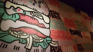 Killer art at Vegan Junk Food Bar - El Born in Barcelona