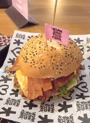 Royal Smash burger at Vegan Junk Food Bar - El Born in Barcelona