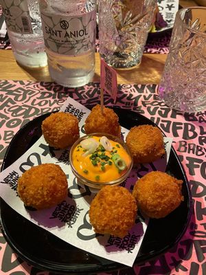 Cheese balls at Vegan Junk Food Bar - El Born in Barcelona