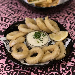 Fried Kalamariz Rings (8,95€) at Vegan Junk Food Bar - El Born in Barcelona