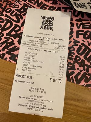 La factura…. at Vegan Junk Food Bar - El Born in Barcelona