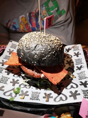Royal smash burger  at Vegan Junk Food Bar - El Born in Barcelona