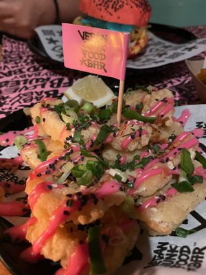 Fried Kalamariz Rings at Vegan Junk Food Bar - El Born in Barcelona
