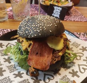 Vegan burger 🤍 at Vegan Junk Food Bar - El Born in Barcelona