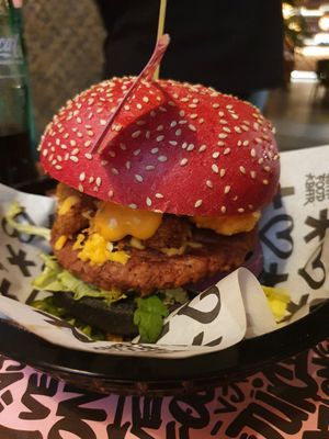 Sumo "beef" burger at Vegan Junk Food Bar - El Born in Barcelona