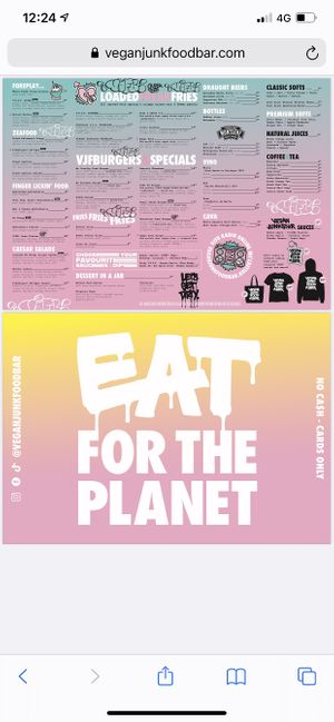 Menu at Vegan Junk Food Bar - El Born in Barcelona