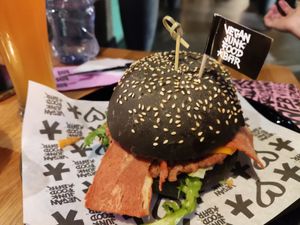 Royal smash burger at Vegan Junk Food Bar - El Born in Barcelona