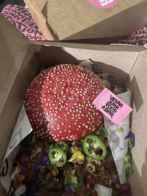 Shwarma burger  at Vegan Junk Food Bar - El Born in Barcelona