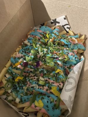 Rainbow fries  at Vegan Junk Food Bar - El Born in Barcelona