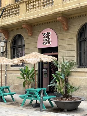 Door outside   at Vegan Junk Food Bar - El Born in Barcelona