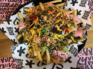 Loaded fries   at Vegan Junk Food Bar - El Born in Barcelona