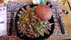 Schwarma burger at Vegan Junk Food Bar - El Born in Barcelona