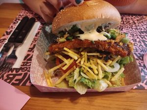 BBQ Rib Burger at Vegan Junk Food Bar - El Born in Barcelona