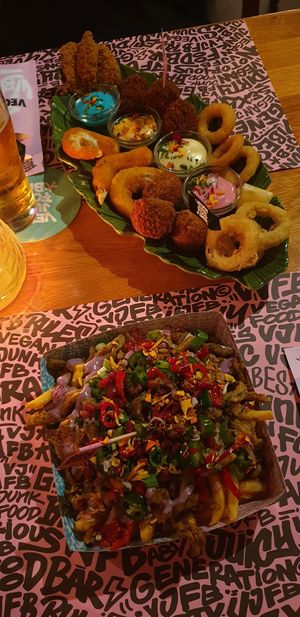 Loaded fries and the Sumo Plate at Vegan Junk Food Bar - El Born in Barcelona