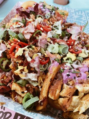 Vegan loaded smiley fries  at Vegan Junk Food Bar - El Born in Barcelona