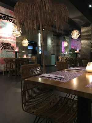 inside seating  at Vegan Junk Food Bar - El Born in Barcelona
