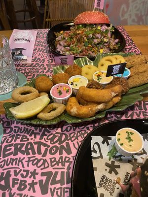 Mixed platter of starters   at Vegan Junk Food Bar - El Born in Barcelona