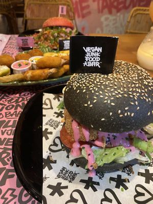 Cod burger   at Vegan Junk Food Bar - El Born in Barcelona