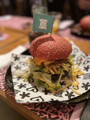 Mc Cruelty free single burger   at Vegan Junk Food Bar - El Born in Barcelona