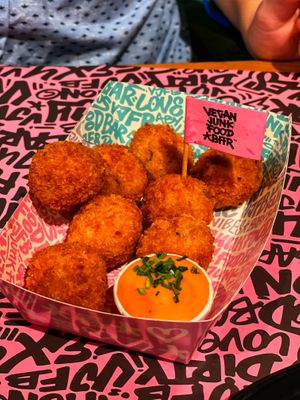 Mac and cheese balls  at Vegan Junk Food Bar - El Born in Barcelona