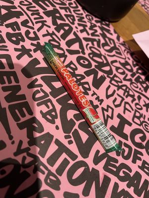 Candy with bill   at Vegan Junk Food Bar - El Born in Barcelona