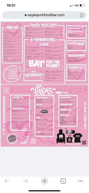 Menu at Vegan Junk Food Bar - El Born in Barcelona