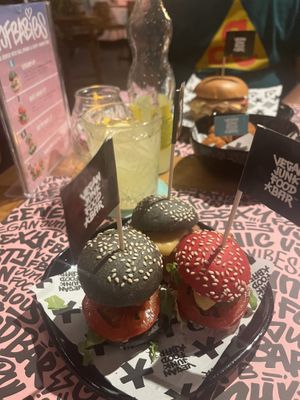 Mini trio of burgers   at Vegan Junk Food Bar - El Born in Barcelona