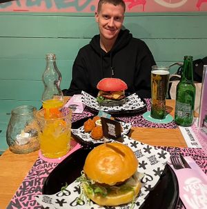 huge burgers  at Vegan Junk Food Bar - El Born in Barcelona