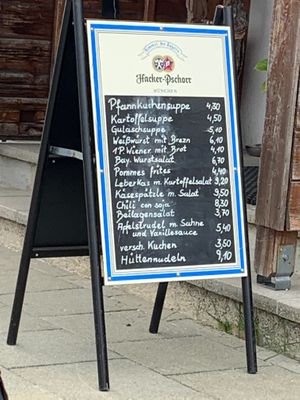 Menu at Brauneck-Gipfelhaus in Lenggries