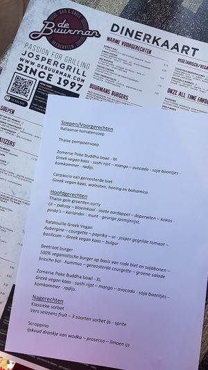 The vegan menu they made especially for us at De Buurman in Heerenveen