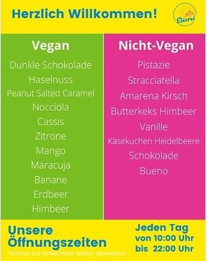 clearly labeled vegan ice cream at Die Eiserei in Rutesheim