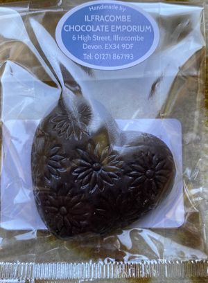 Large solid dark Vegan Heart 🤎  at Ilfracombe Chocolate Emporium in Ilfracombe
