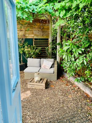Coastal Room garden at Very Busy Vegan in Bognor Regis
