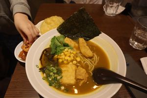 Pumpkin And Bell Pepper Based Soup Noodles. at Soulmate Ramen 素味謀麵 in Hong Kong Island