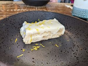 Course 5 of the set menu at the Vegged Italian Night in July 2022 - lemon tiramisu at Vegged in Chesterfield