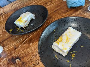 Course 5 of the set menu at the Vegged Italian Night in July 2022 - lemon tiramisu at Vegged in Chesterfield