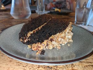 Coffee and walnut cake at Vegged in Chesterfield