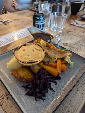 Vegan Sunday lunch with 'chicken' and mushroom pie at Vegged in Chesterfield