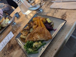 Vegan Sunday lunch with seitan 'chicken' roast at Vegged in Chesterfield