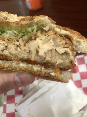 Texture of Vegan Breaded Chicken at Donna's Pizzeria in Saddle Brook